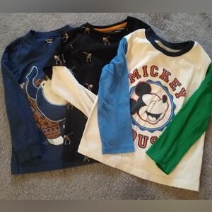 Bundle Three Long Sleeve Shirts Size 5 Disney Carter's And Denim Flowers